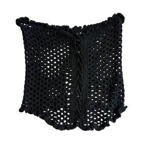 Black Crochet Edgy Soft Grunge Lace-Up Rave Tube Top Fashion Nova Junior M